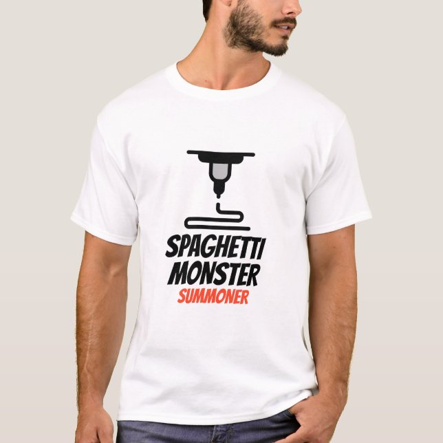 Spaghetti Monster Summoner 3D Printer Funny T-Shirt (Front)