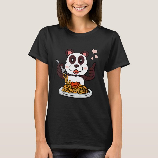 Spaghetti Panda Italian Food Noodles T-Shirt (Front)