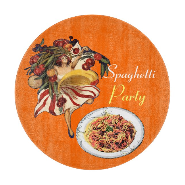 SPAGHETTI PARTY DANCE,ITALIAN KITCHEN AND TOMATOES CUTTING BOARD (Front)