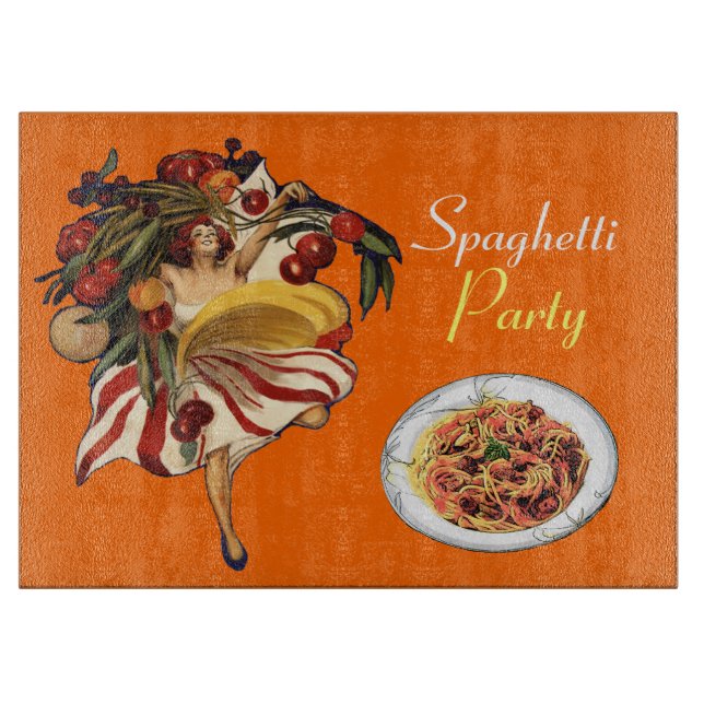 SPAGHETTI PARTY DANCE,ITALIAN KITCHEN AND TOMATOES CUTTING BOARD (Front)