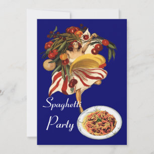 SPAGHETTI PARTY DANCE,ITALIAN KITCHEN AND TOMATOES INVITATION