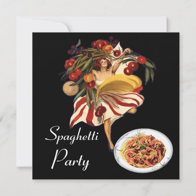 SPAGHETTI PARTY DANCE,ITALIAN KITCHEN AND TOMATOES INVITATION (Front)