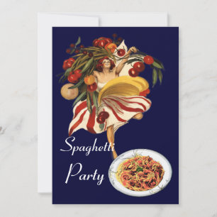 SPAGHETTI PARTY DANCE,ITALIAN KITCHEN AND TOMATOES INVITATION