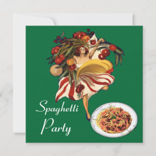 SPAGHETTI PARTY DANCE,ITALIAN KITCHEN AND TOMATOES INVITATION
