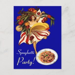 SPAGHETTI PARTY DANCE,ITALIAN KITCHEN AND TOMATOES POSTCARD