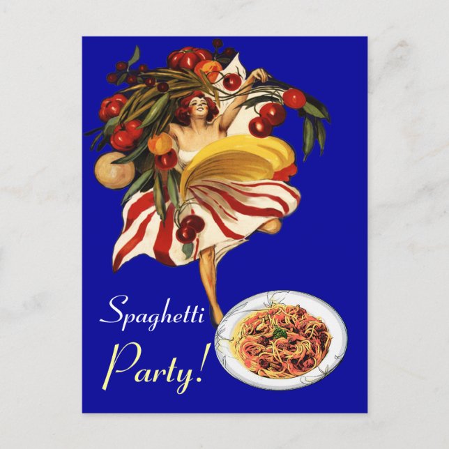 SPAGHETTI PARTY DANCE,ITALIAN KITCHEN AND TOMATOES POSTCARD (Front)