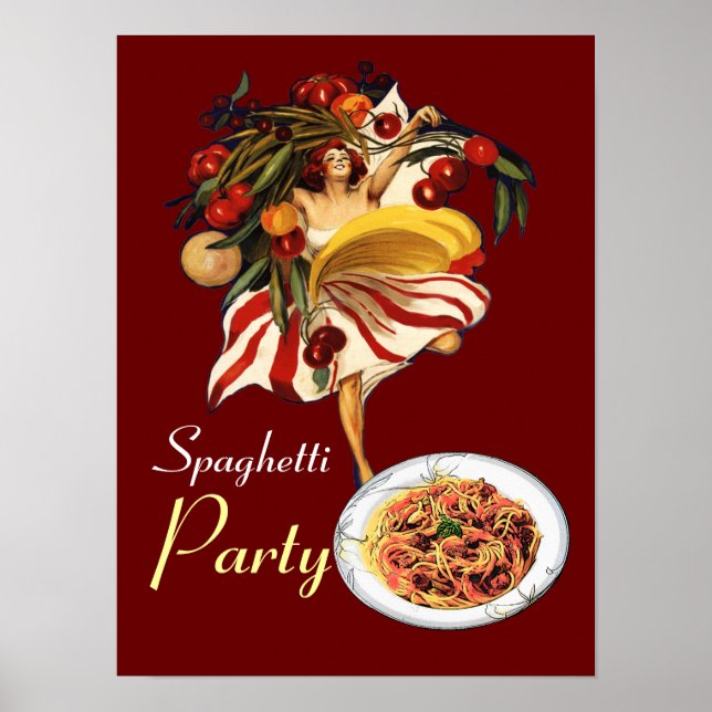 SPAGHETTI PARTY DANCE,ITALIAN KITCHEN AND TOMATOES POSTER (Front)