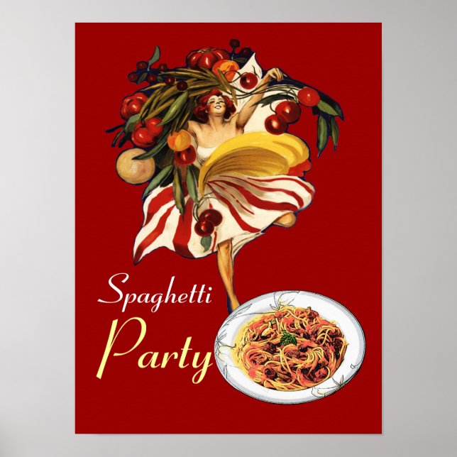 SPAGHETTI PARTY DANCE,ITALIAN KITCHEN AND TOMATOES POSTER (Front)