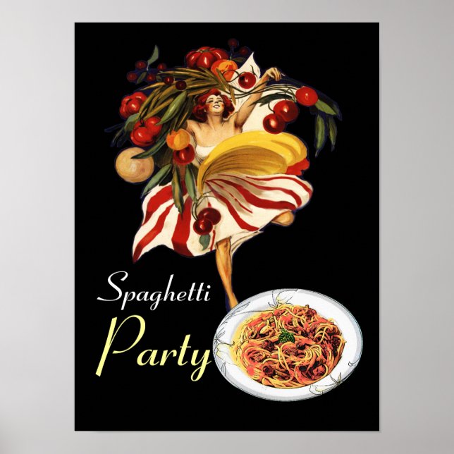 SPAGHETTI PARTY DANCE,ITALIAN KITCHEN AND TOMATOES POSTER (Front)