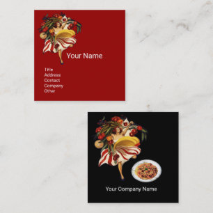 SPAGHETTI PARTY DANCE,ITALIAN KITCHEN AND TOMATOES SQUARE BUSINESS CARD