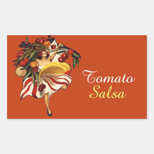 SPAGHETTI PARTY DANCE,ITALIAN KITCHEN TOMATO SALSA RECTANGULAR STICKER (Front)
