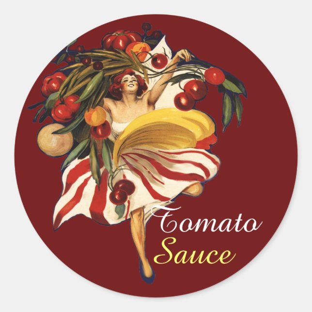 SPAGHETTI PARTY DANCE,ITALIAN KITCHEN TOMATO SAUCE CLASSIC ROUND STICKER (Front)