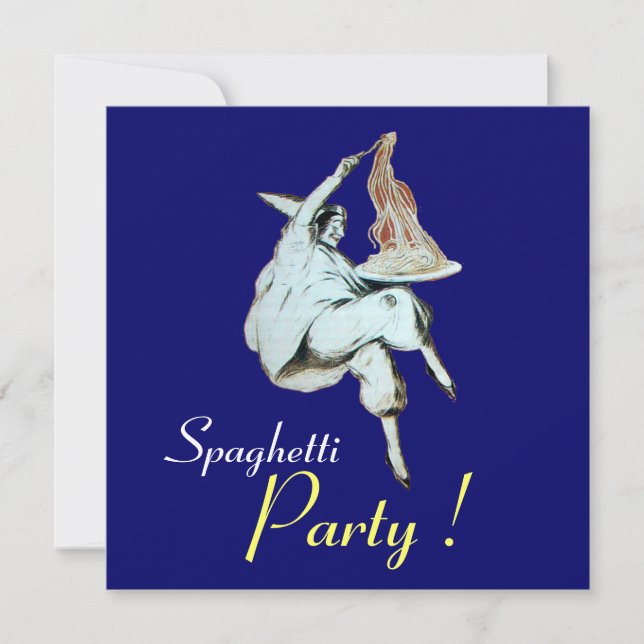 SPAGHETTI PARTY, ITALIAN KITCHEN blue dinner Invitation (Front)