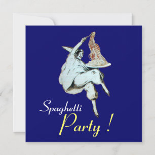SPAGHETTI PARTY, ITALIAN KITCHEN blue dinner Invitation