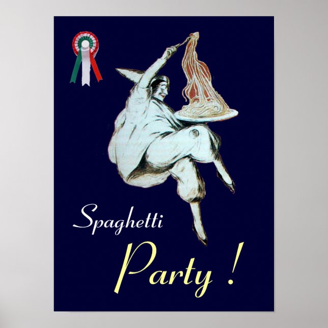 SPAGHETTI PARTY,ITALIAN KITCHEN blue red white Poster (Front)