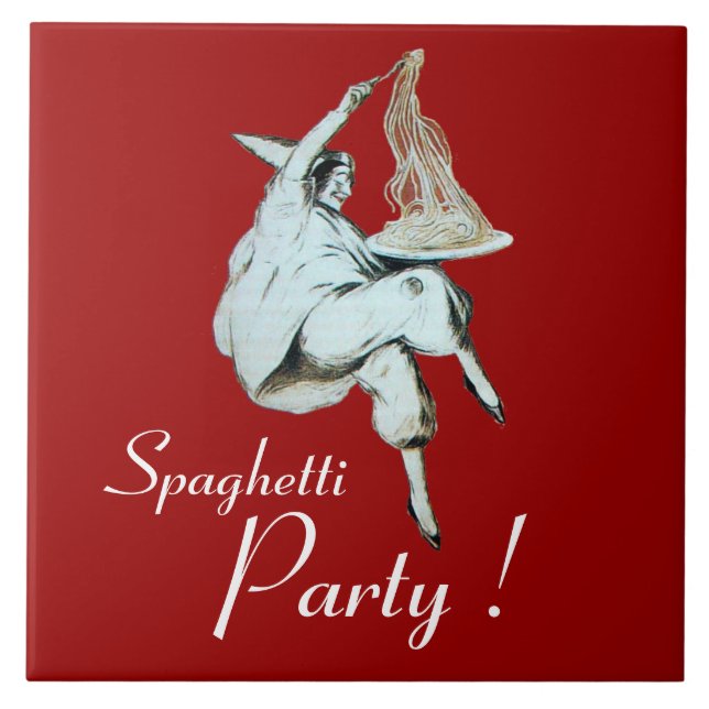 SPAGHETTI PARTY,ITALIAN KITCHEN Dinner Invitation Tile (Front)