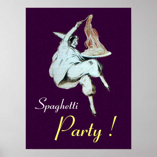SPAGHETTI PARTY, ITALIAN KITCHEN ,purple Poster (Front)