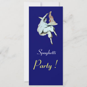 SPAGHETTI PARTY,ITALIAN KITCHEN red blue dinner Invitation