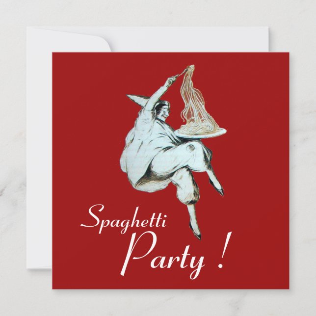 SPAGHETTI PARTY,ITALIAN KITCHEN red dinner, brunch Invitation (Front)