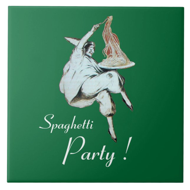 SPAGHETTI PARTY,ITALIAN KITCHEN red dinner, brunch Tile (Front)