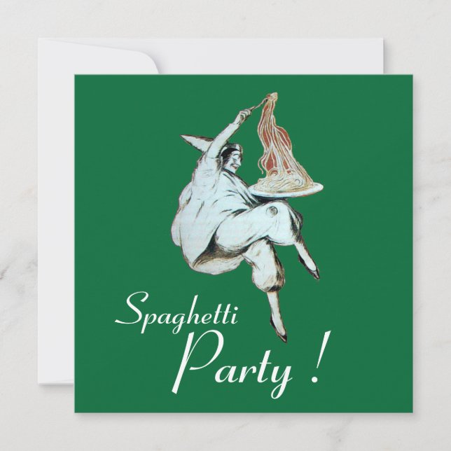 SPAGHETTI PARTY,ITALIAN KITCHEN red green dinner Invitation (Front)