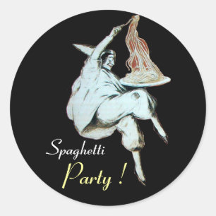 SPAGHETTI PARTY ITALIAN KITCHEN, RESTAURANT black Classic Round Sticker