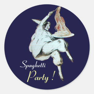 SPAGHETTI PARTY ITALIAN KITCHEN, RESTAURANT blue Classic Round Sticker