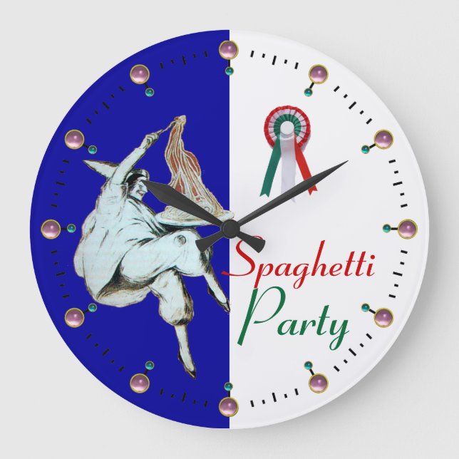 SPAGHETTI PARTY ITALIAN KITCHEN, RESTAURANT,blue Large Clock (Front)