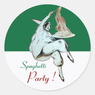 SPAGHETTI PARTY ITALIAN KITCHEN, RESTAURANT green Classic Round Sticker
