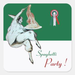 SPAGHETTI PARTY ITALIAN KITCHEN, RESTAURANT green Square Sticker