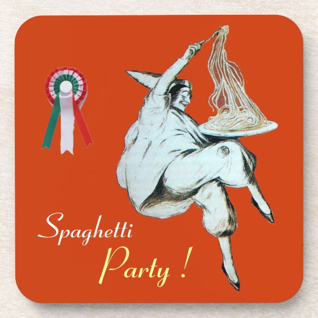 SPAGHETTI PARTY ITALIAN KITCHEN, RESTAURANT,orange Coaster (Front)