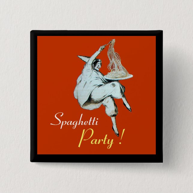 SPAGHETTI PARTY ITALIAN KITCHEN, RESTAURANT red 15 Cm Square Badge (Front)