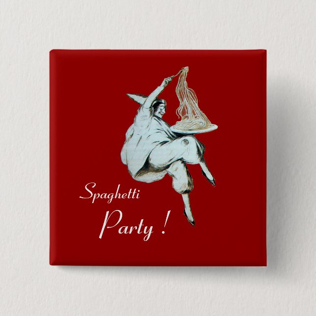 SPAGHETTI PARTY ITALIAN KITCHEN, RESTAURANT red 15 Cm Square Badge (Front)