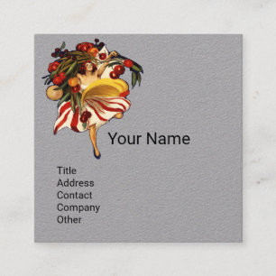 SPAGHETTI PARTY TALIAN KITCHEN TOMATOES Grey Square Business Card