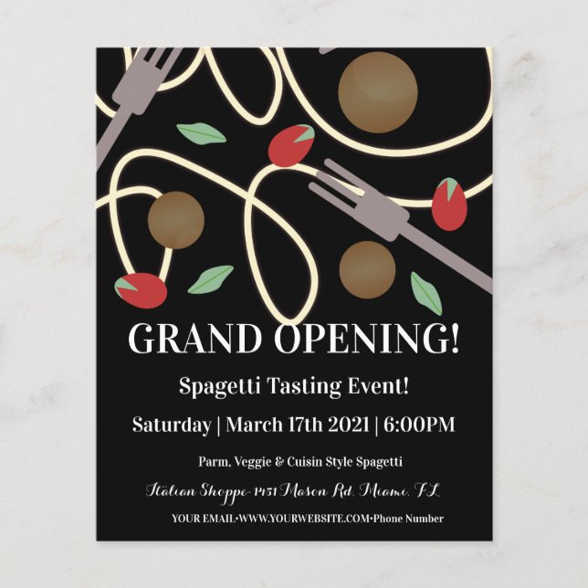 Spaghetti Pasta Italian Dinner Utensils Meatballs Flyer (Front)