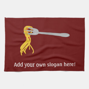 Spaghetti Pasta on Fork Design Tea Towel