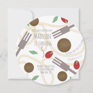 Spaghetti Pasta Plate Birthday Party Invitation