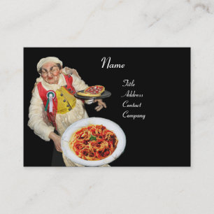 SPAGHETTI & PIZZA PARTY ITALIAN KITCHEN,black red Business Card
