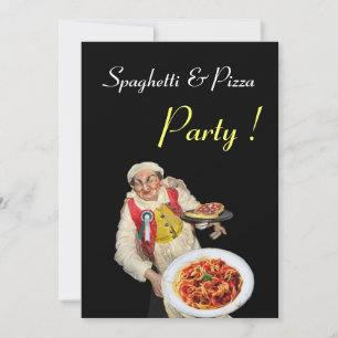 SPAGHETTI & PIZZA PARTY , RESTAURANT black green Invitation