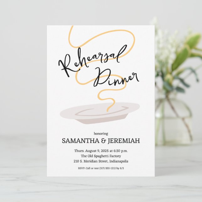 Spaghetti Rehearsal Dinner Invitation (Standing Front)