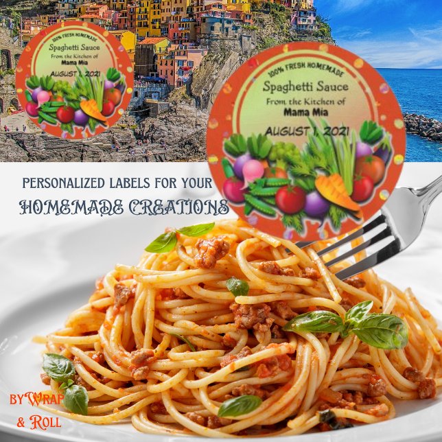 Spaghetti Sauce Customisable Classic Round Sticker (Creator Uploaded)