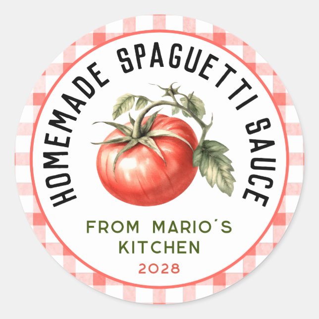 Spaghetti sauce for homemade preserve classic round sticker (Front)