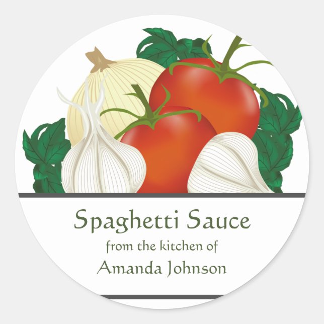 Spaghetti Sauce Ingredients Classic Round Sticker (Front)