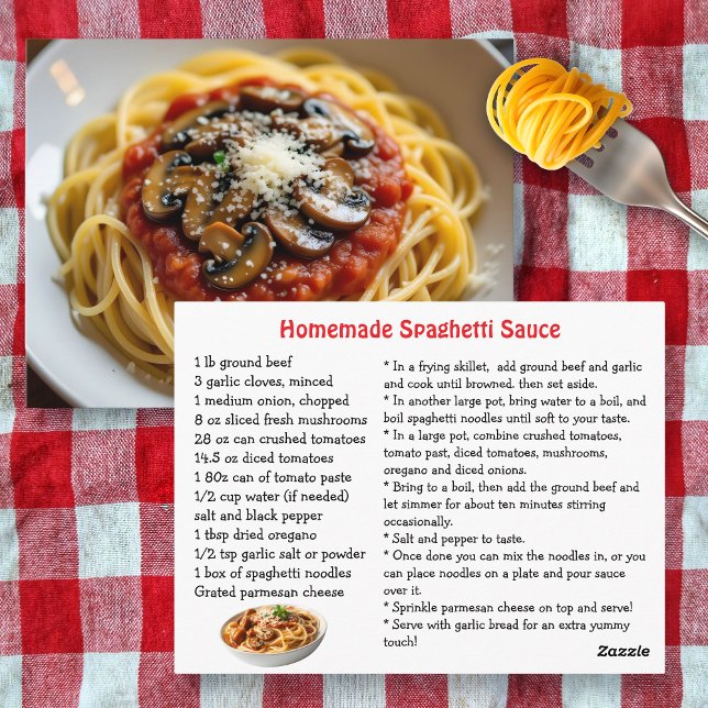 Spaghetti Sauce Recipe Postcard (Creator Uploaded)