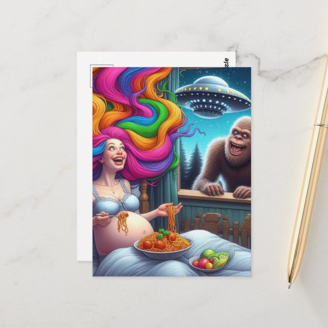 Spaghetti So Yummy I Have No Clue What is Outside  Postcard (Front/Back In Situ)