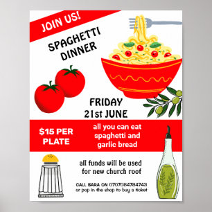 Spaghetti Spag Bowl Fundraiser Event Poster Char