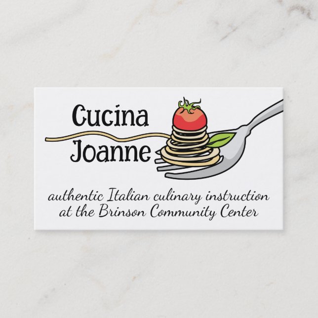 Spaghetti tomato for Italian food chef catering Business Card (Front)