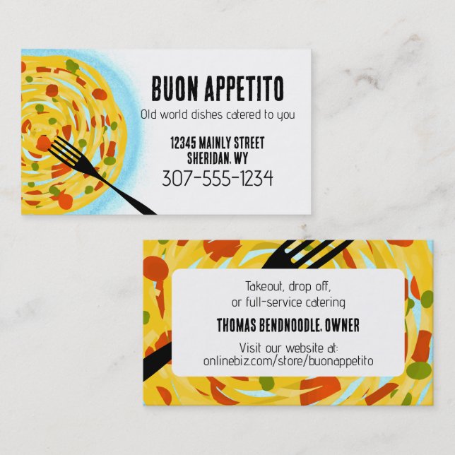 Spaghetti tomato Italian food catering chef Busine Business Card (Front/Back)