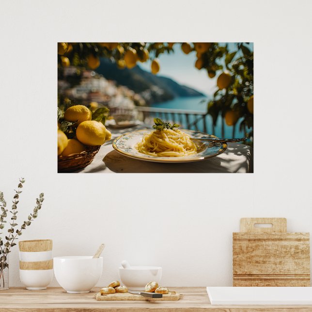 Spaghetti with Lemon Cream Sauce Poster (Kitchen)