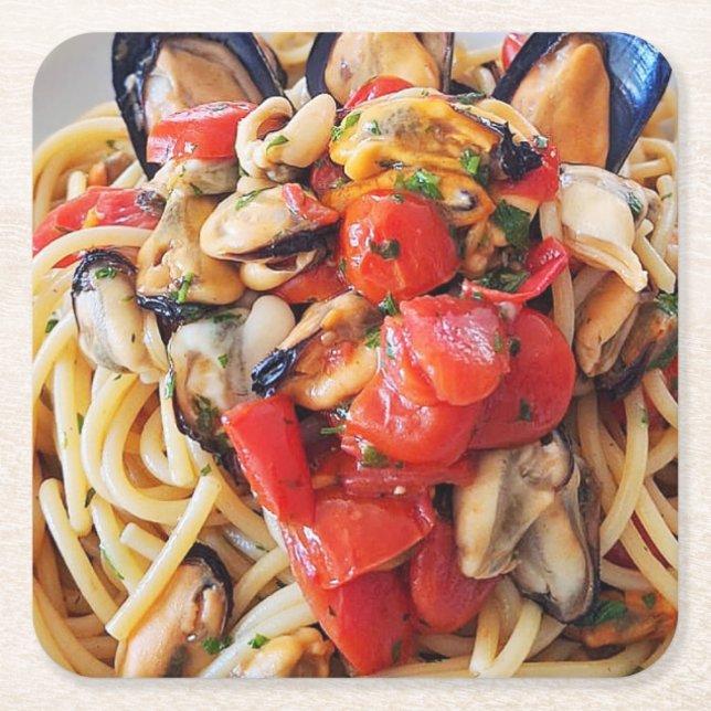 Spaghetti with Mussels Food Coaster (Front)